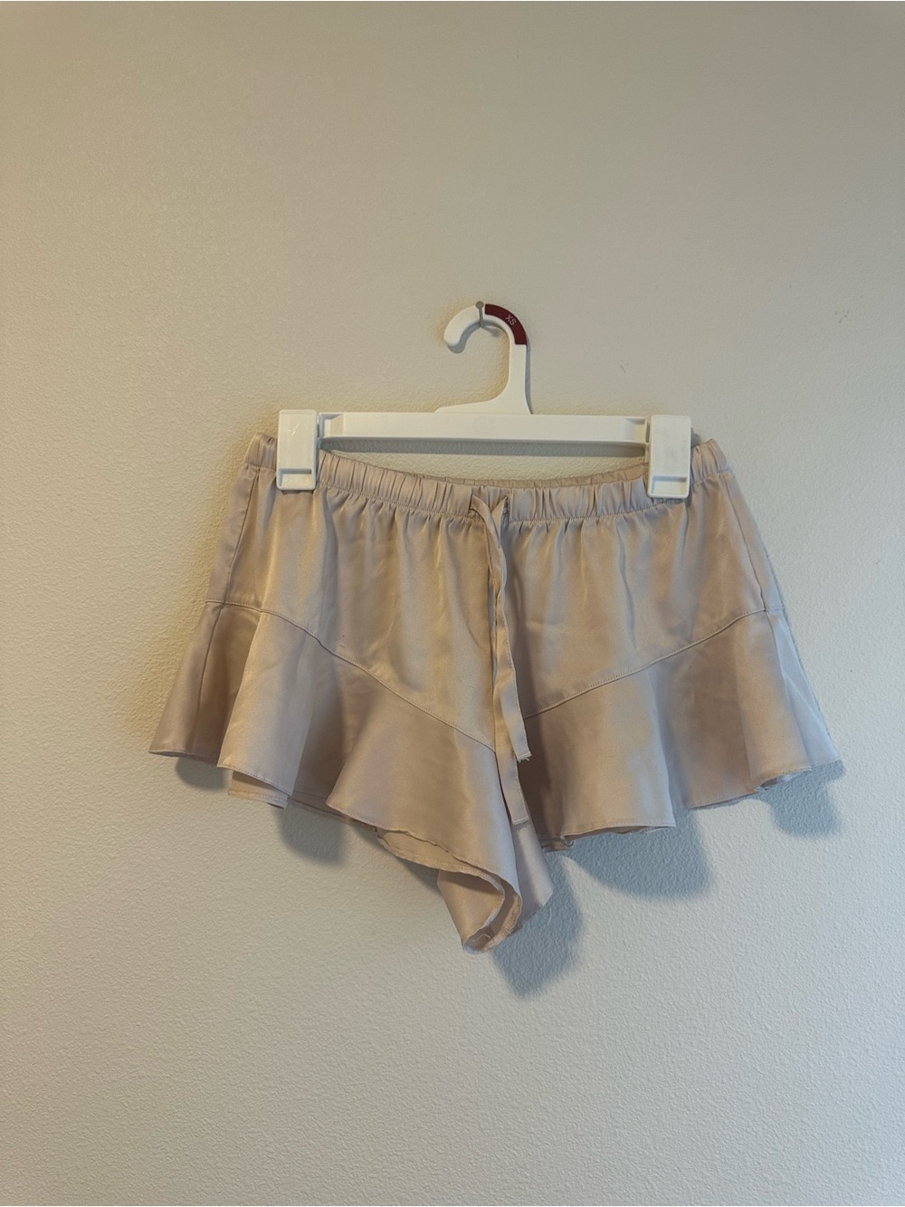 Victoria Secret Women's Cream Ruffle Satin Lingerie Shorts